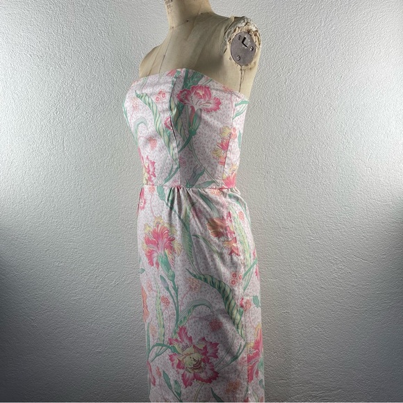 SOLD l 90s 4 Blair Woolverton Barbie Pastel Floral Print Strapless Mini Dress - Picture 4 of 15